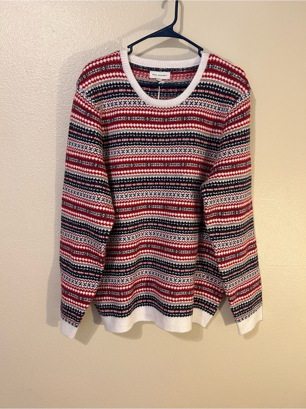Free Assembly Men’s Fair Isle Crewneck Sweater Size Large